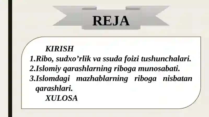 SUDXO’RLIK VA RIBO TUSHUNCHASI 2