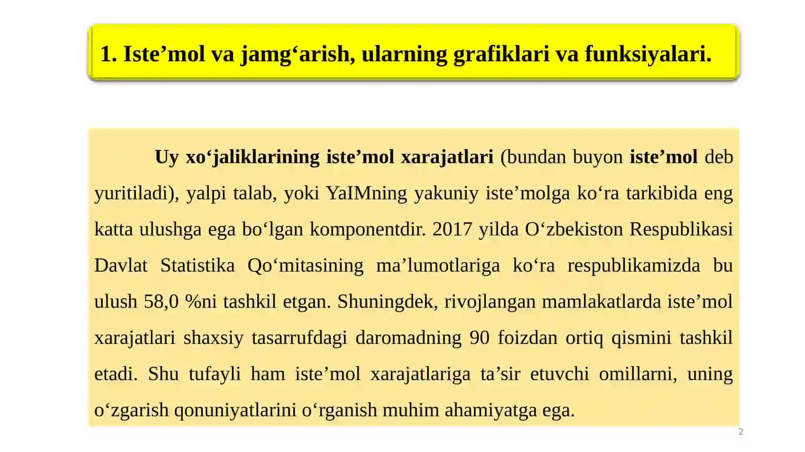 Iste’mol va jamg‘arish 2