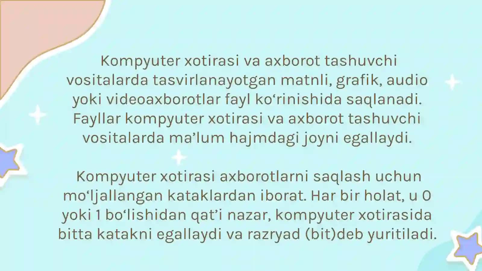 AXBOROT HAJMINI O'LCHASH 2