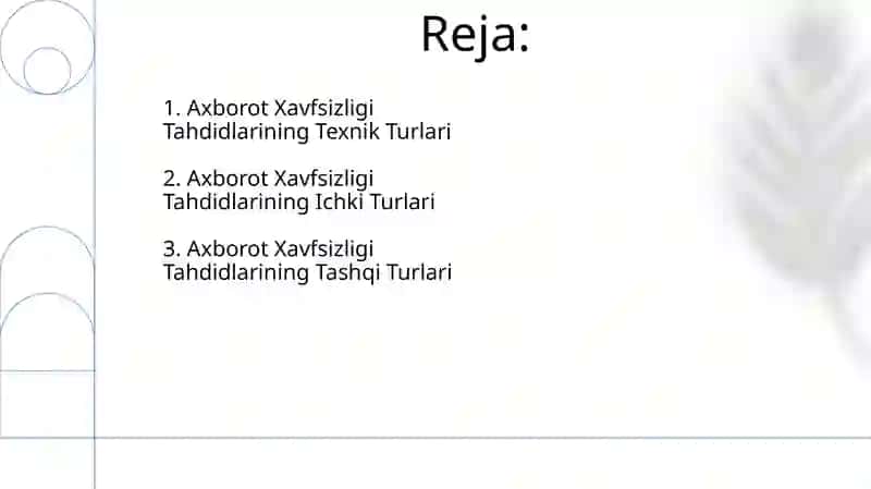 Axborot xavfsizligiga taxdidlar turlari 2