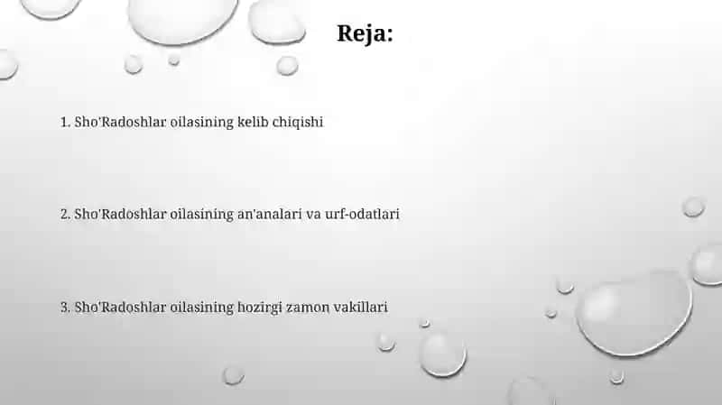 Sho’radoshlar oilasi 2