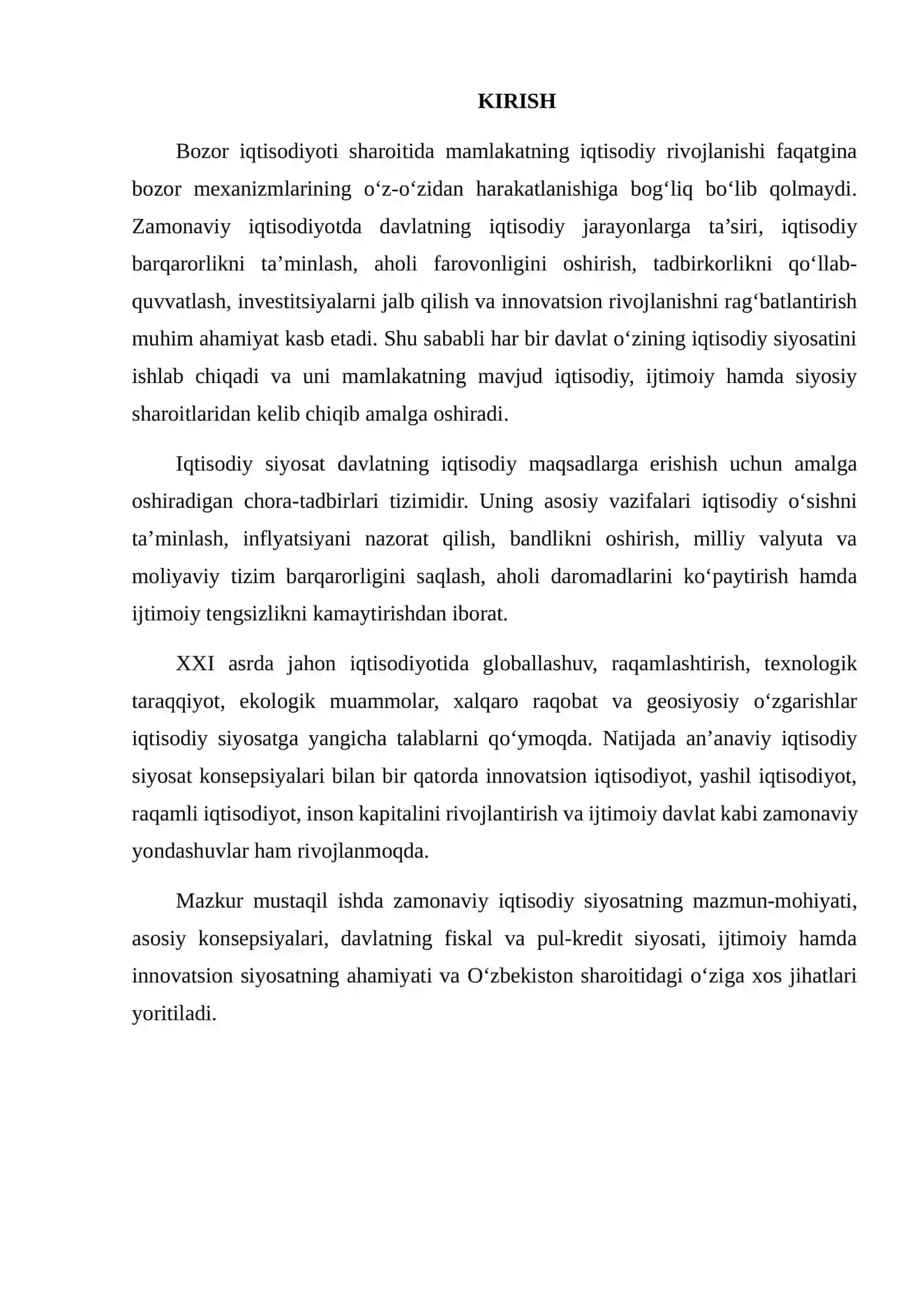 ZAMONAVIY IQTISODIY SIYOSAT KONSEPSIYALARI 2
