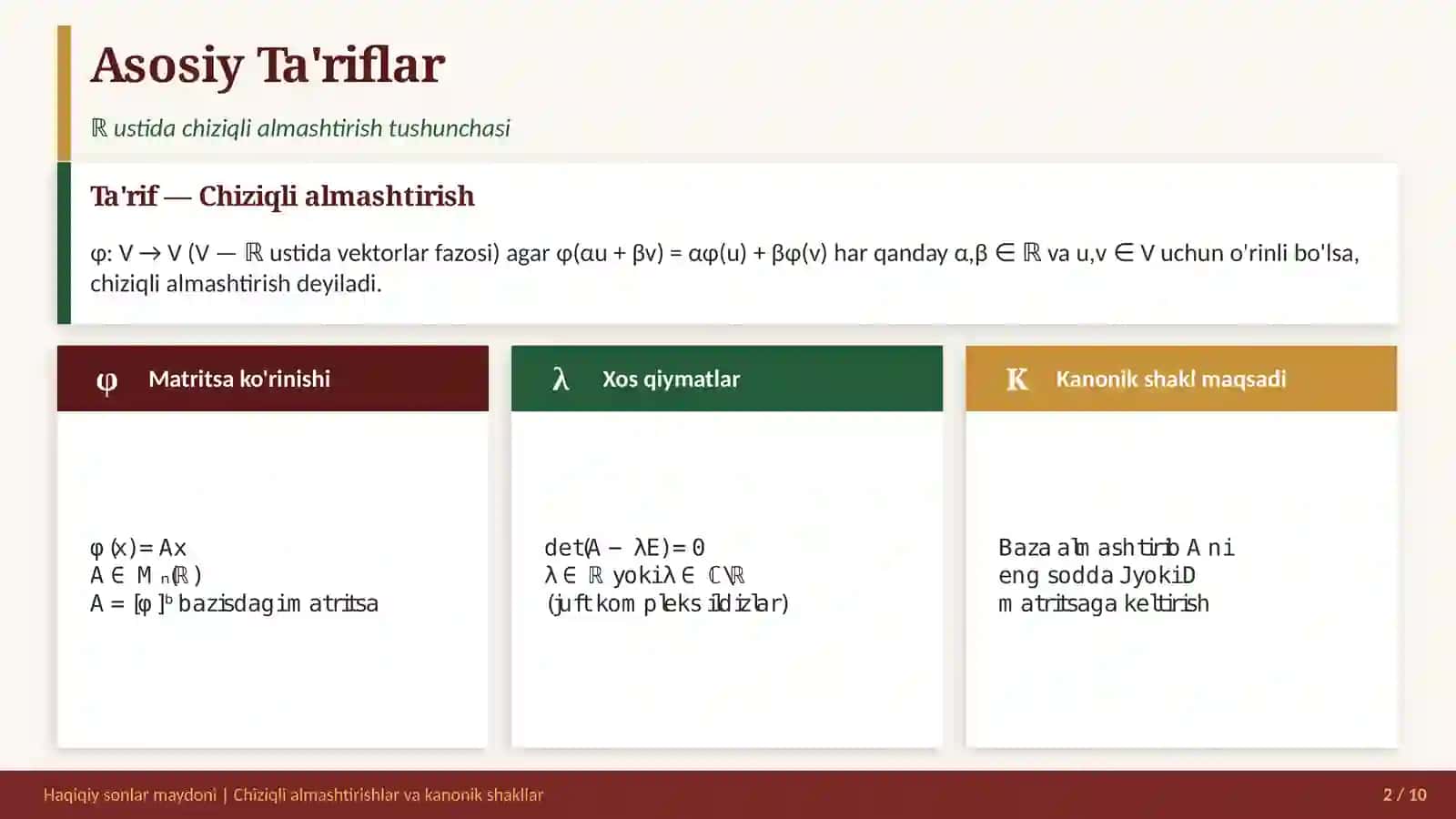 Chiziqli Almashtirishlar 2