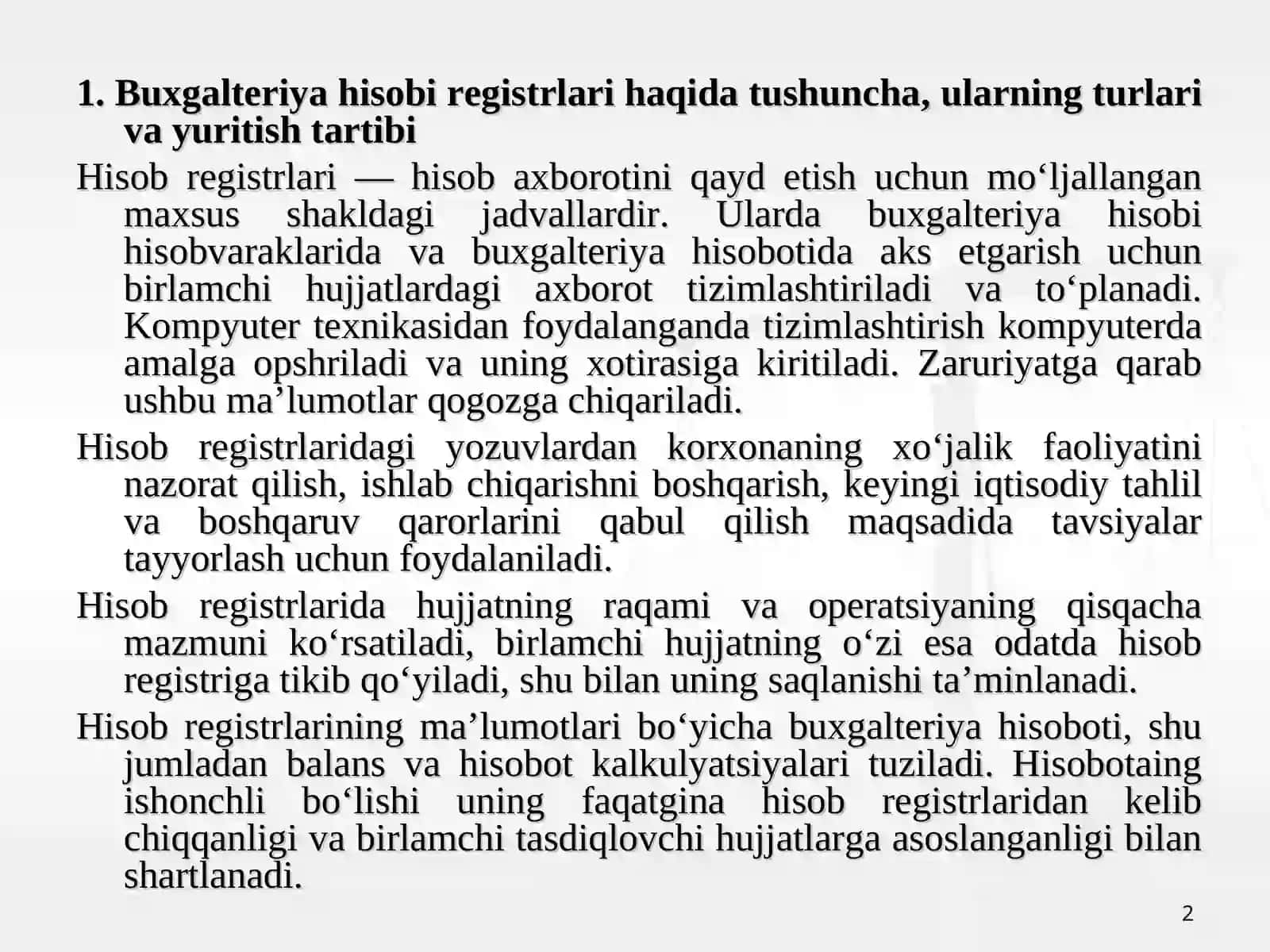 Buxgalteriya hisobi registrlari va shakllari 2