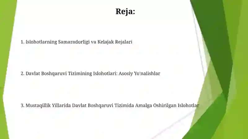 Davlat Boshqaruvi Tizimida Amalga Oshirilgan Islohotlar 2