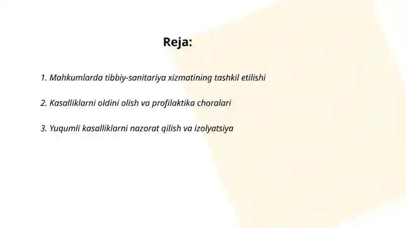 Mahkumlarning tibbiy sanitariya taʼminoti 2