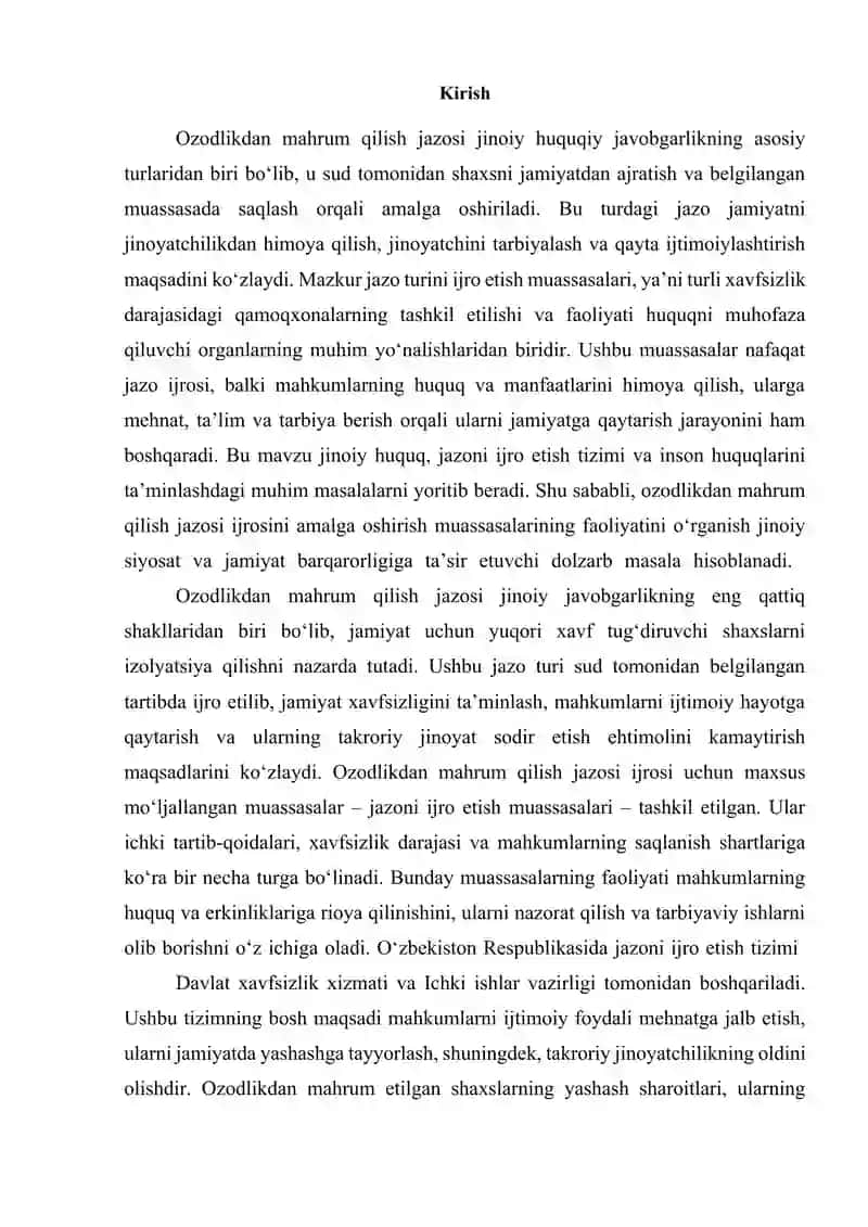 Ozodlikdan mahrum qilish tariqasidagi jazoni ijro etish muassasalari 2