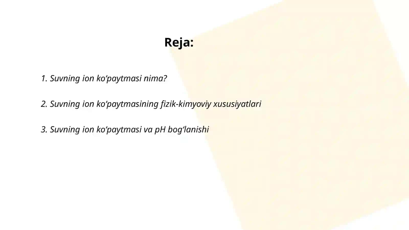 Suvning ion koʻpaytmasi 2