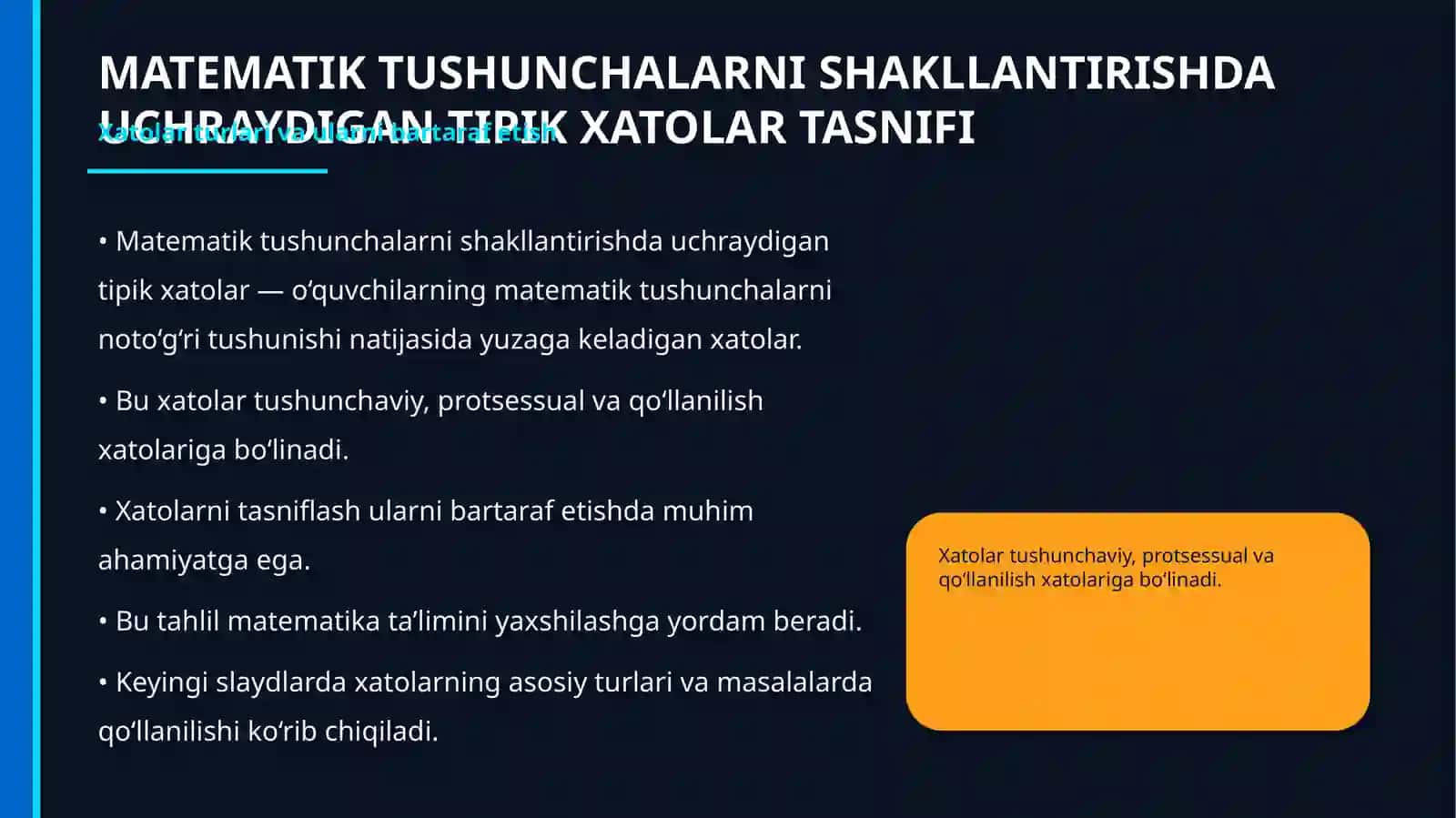 MATEMATIK TUSHUNCHALARNI SHAKLLANTIRISHDA UCHRAYDIGAN TIPIK XATOLAR TASNIFI 2