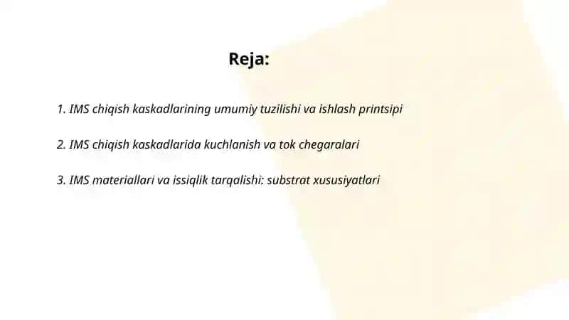 IMS chiqish kaskadlari 2