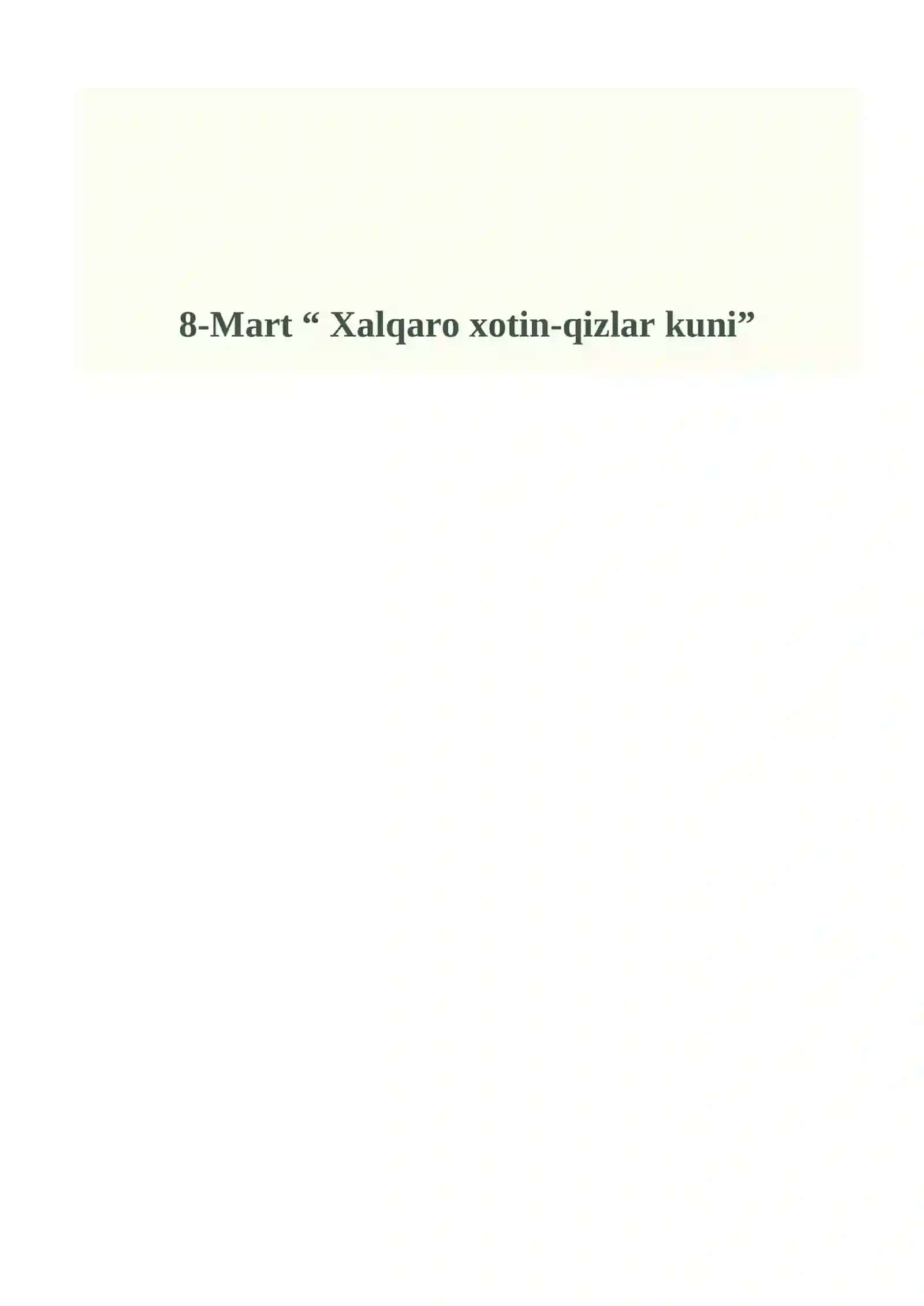 Xalqaro xotin-qizlar kuni 2