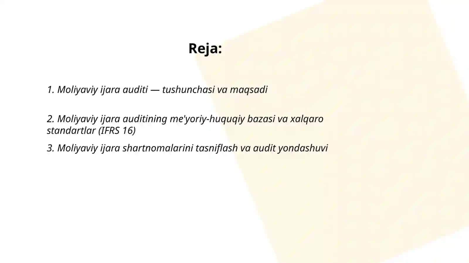 Moliyaviy ijara auditi 2