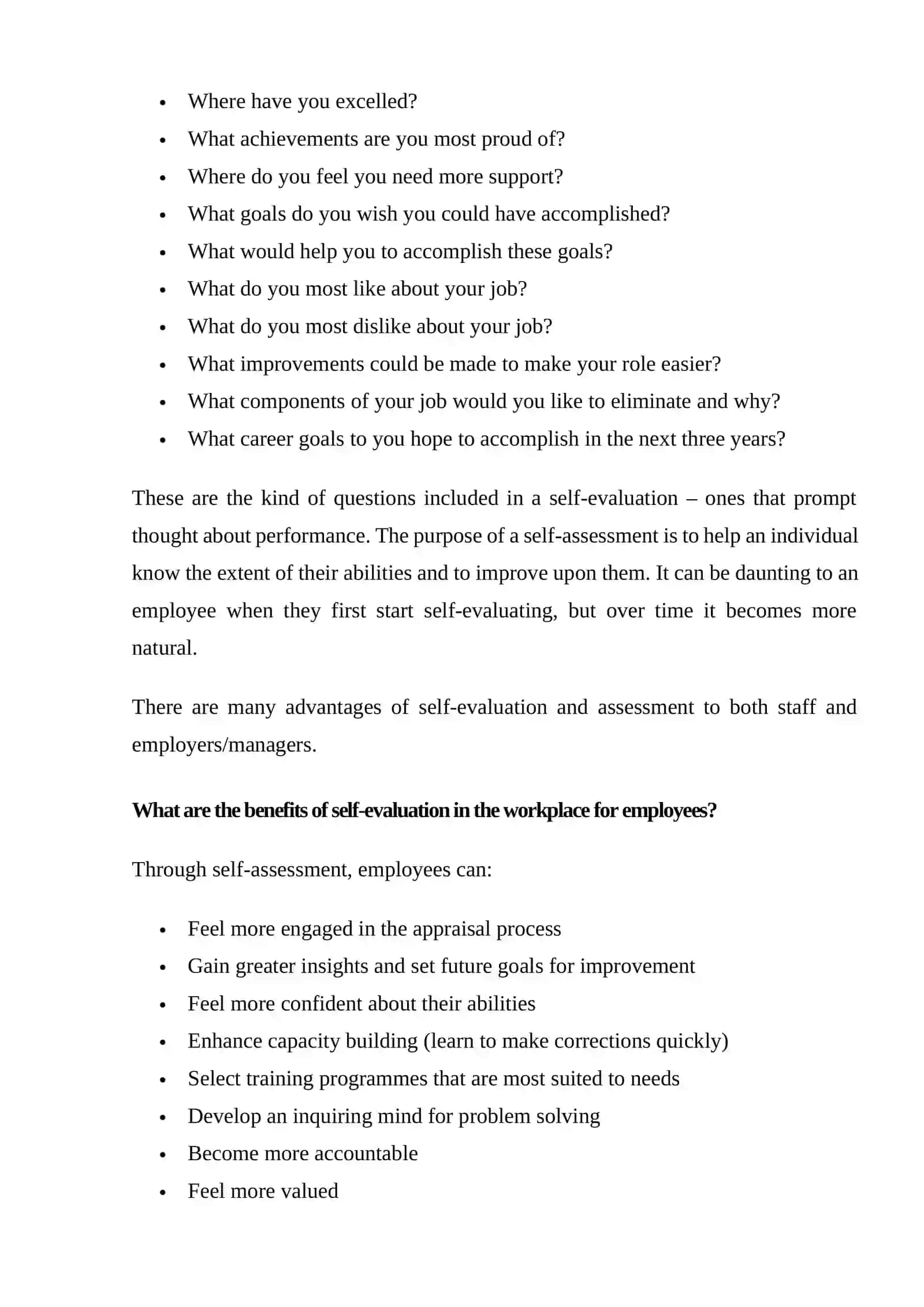 Self-evaluation and Assessment 2