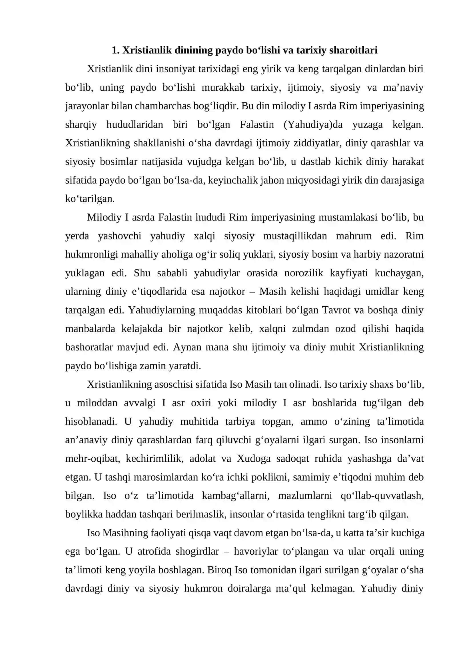 Xristianlikning paydo bo‘lishi, aqidalari, asosiy yo’nalishlari, ta’limotlari va manbalari 2