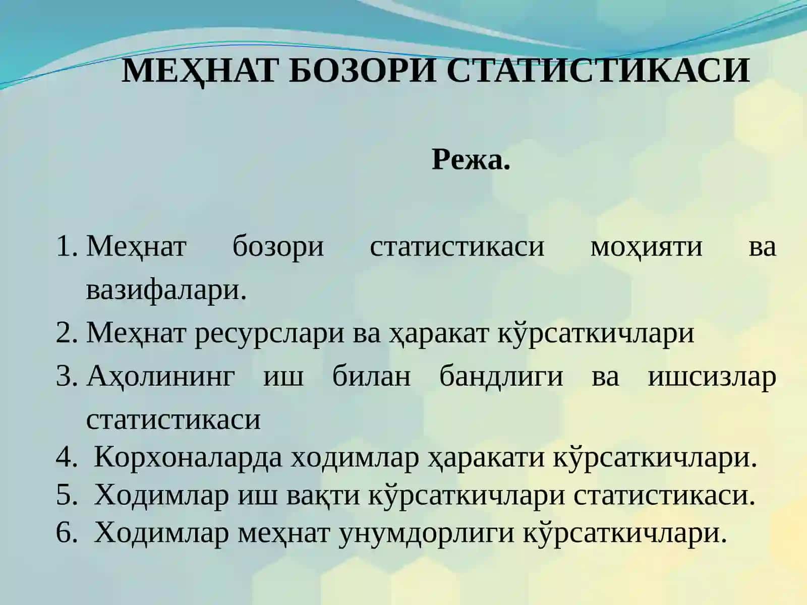 МEҲНАТ БOЗOРИ СТАТИСТИКАСИ 2