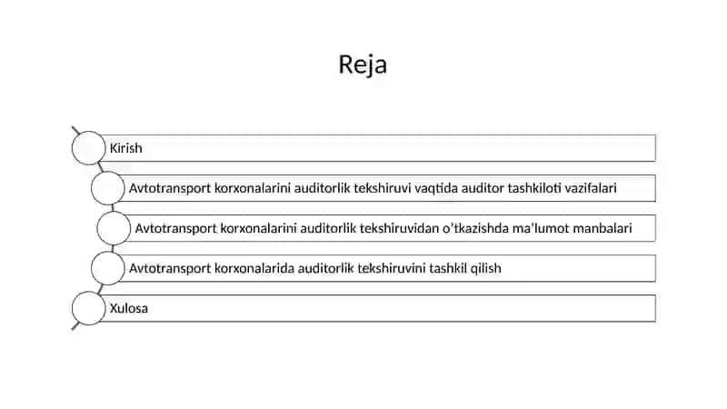 Avtotransport korxonalarida auditining ma’lumot manbalari, vazifalari tashkil qilish asoslari 2