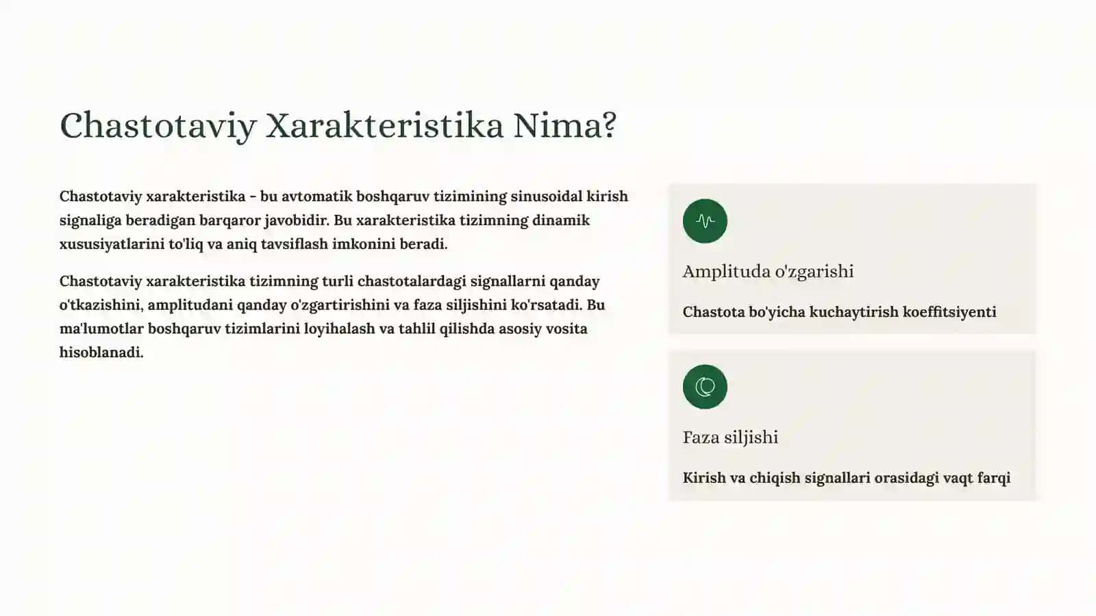 Chastotaviy Xarakteristika O'lchash 2