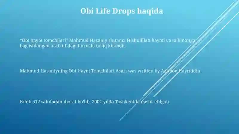 Mahmud Hasaniyning Obi Hayot Tomchilari Asari 2