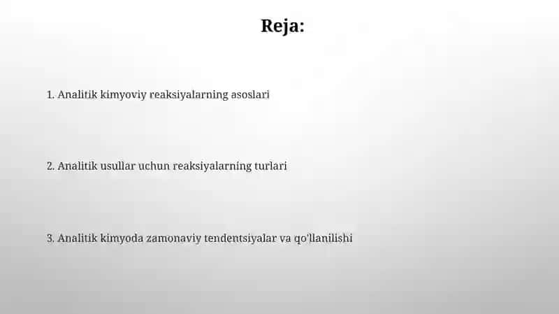 Tahliliy kimyoviy reaksiyalarning ta'rifi 2