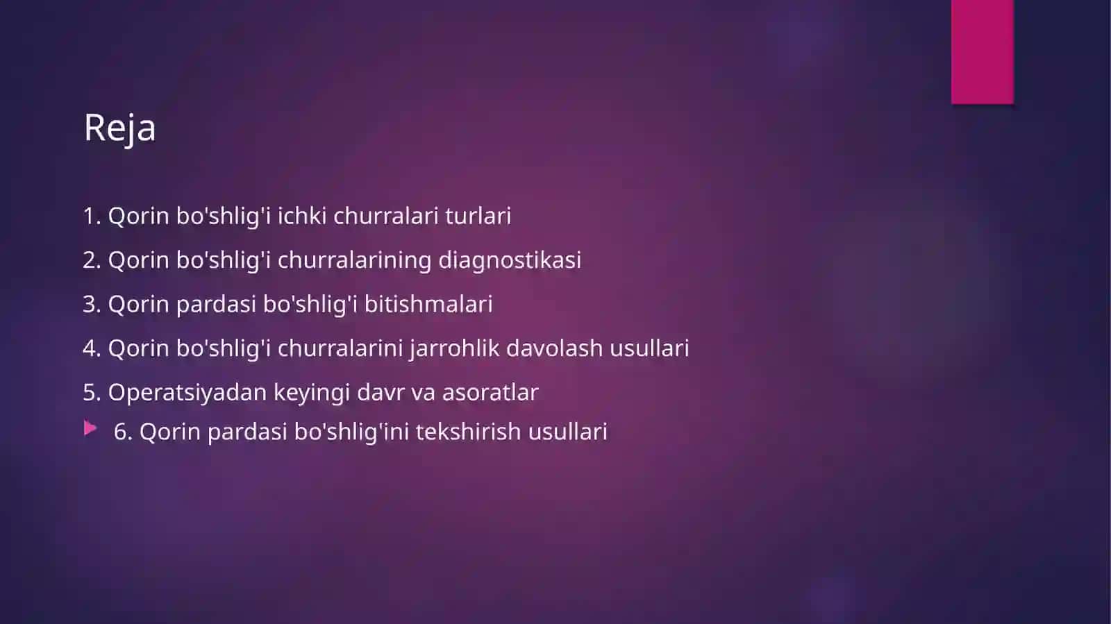Qorin parda bo'shlig'i bitishmalari 2