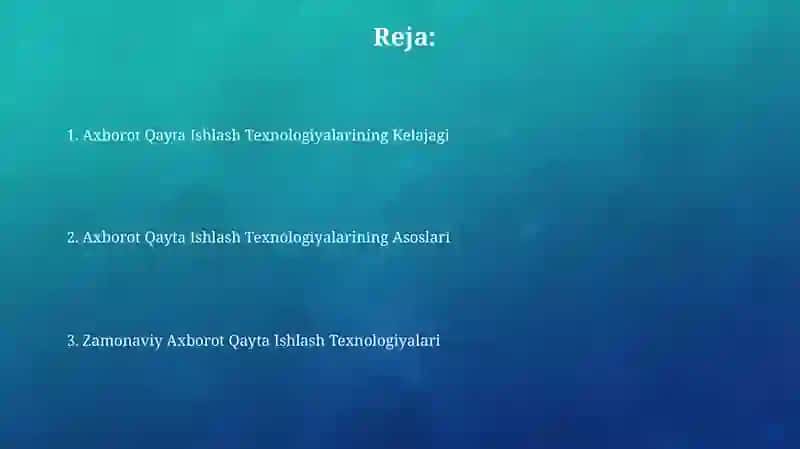 Axborotlarni qayta ishlash tizimi 2