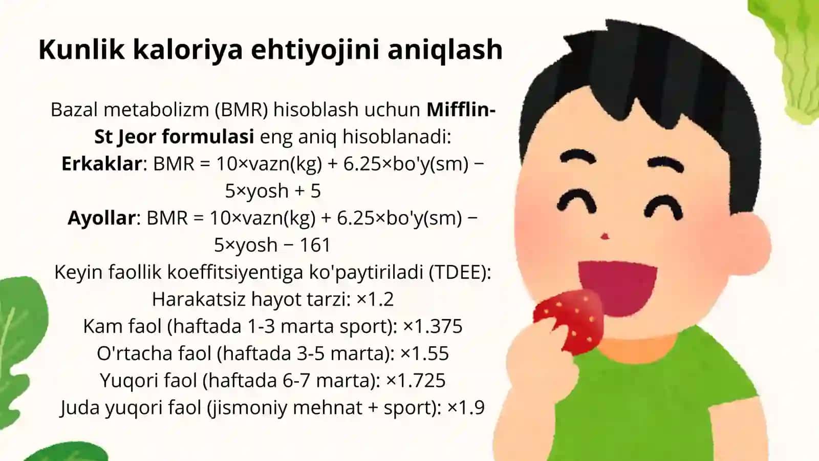 Menyu taqsimoti bo‘yicha shaxsiy ovqatlanishga baho berish — Tibbiyot taqdimoti 2
