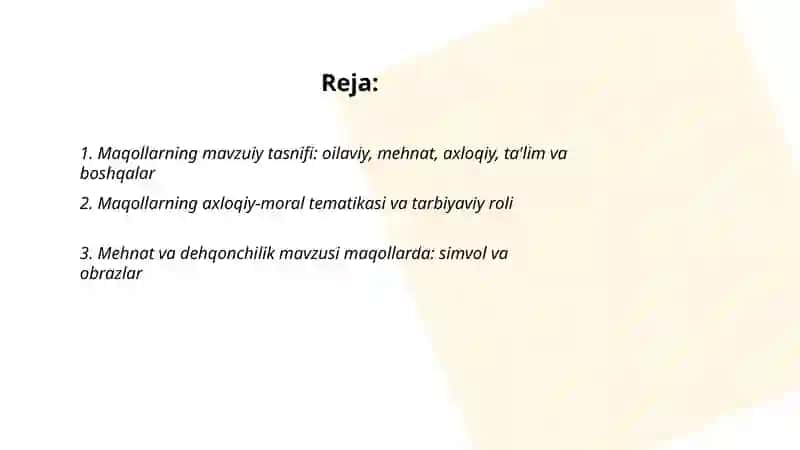 O'zbek xalq maqollari tematikasi va badiiy xususiyatlari 2