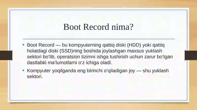 Boot Record 2