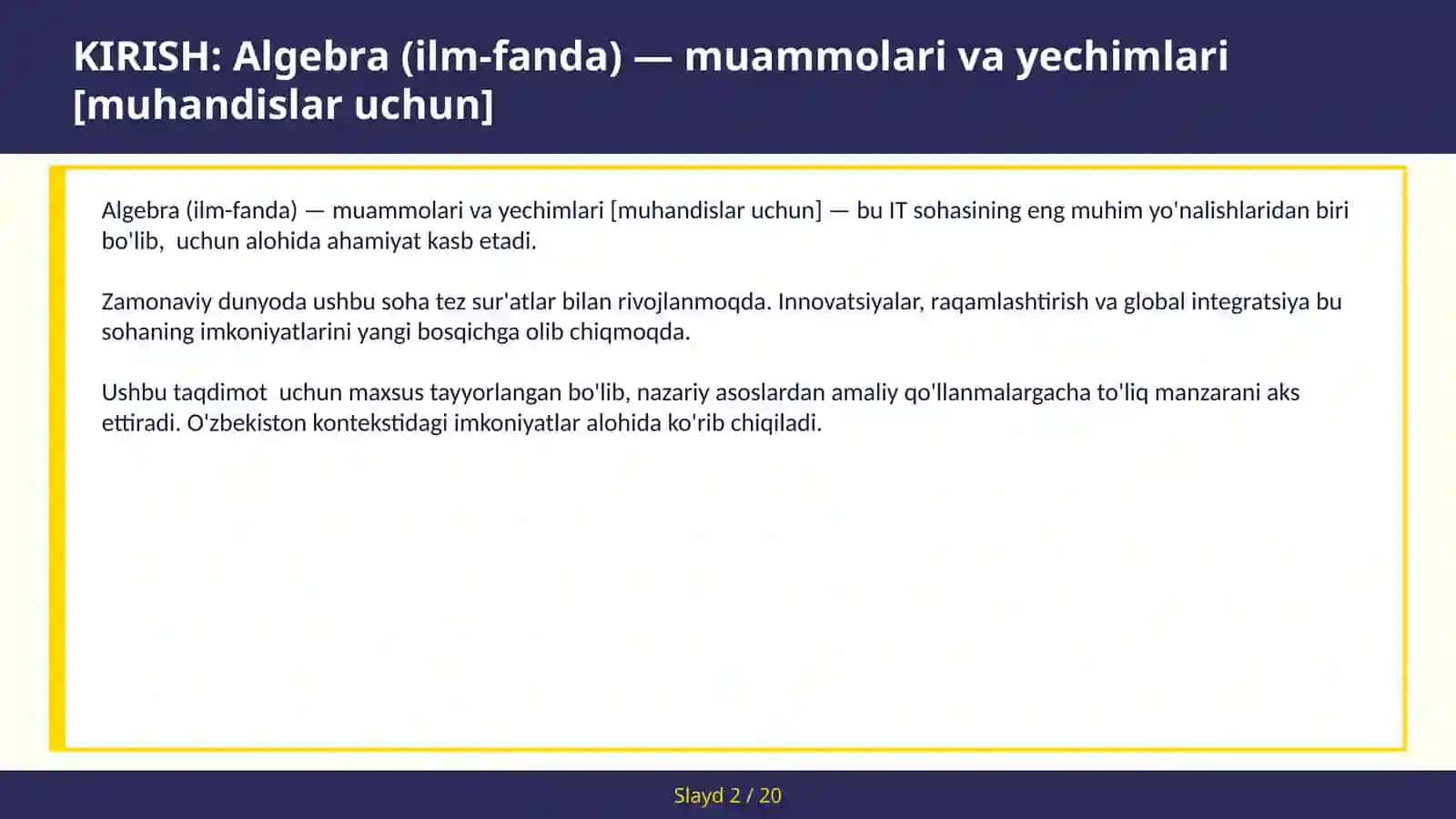 Algebra (ilm-fanda) — muammolari va yechimlari [muhandislar uchun] 2