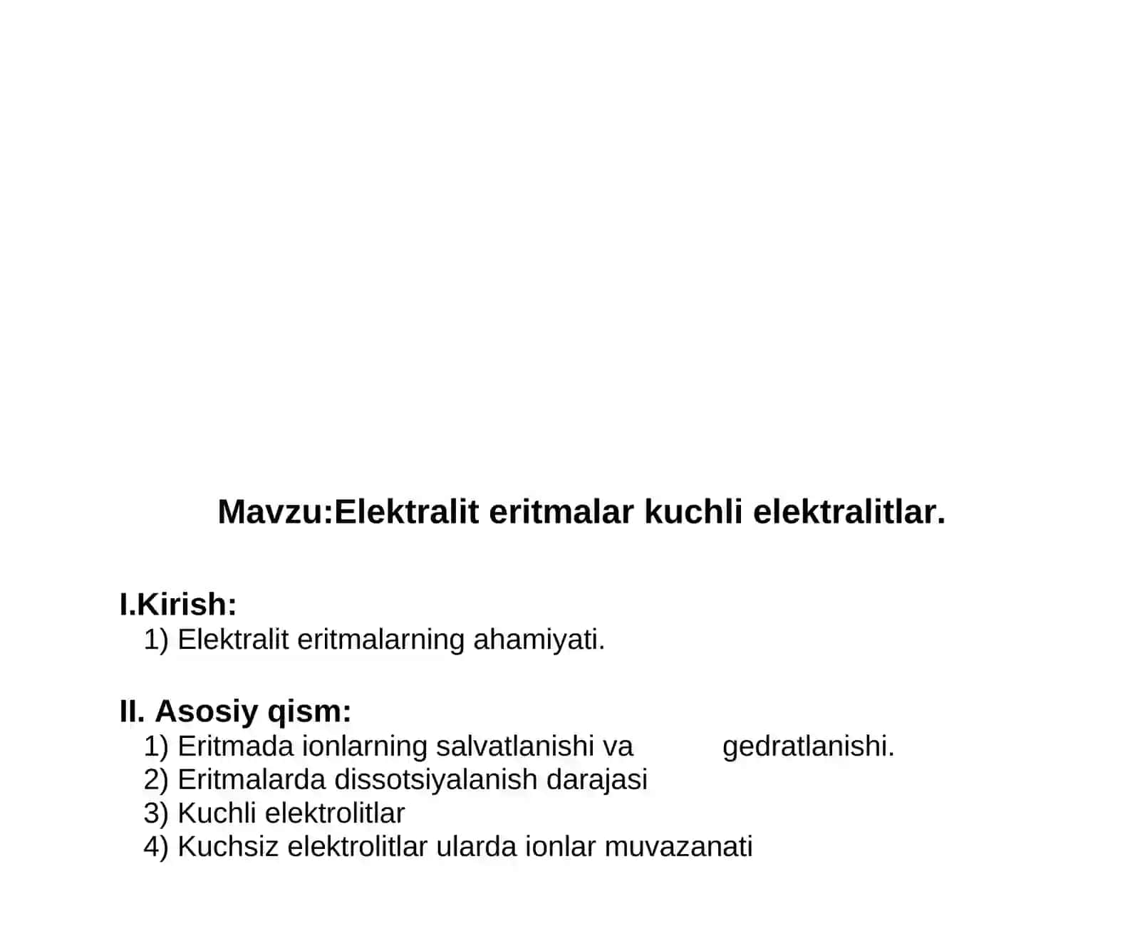 Elektralit eritmalar kuchli elektralitlar 2