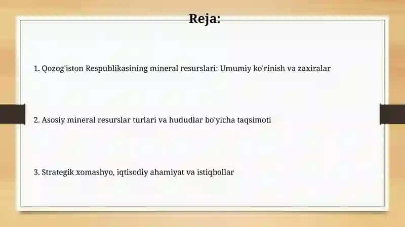 Qozogiston Respublikasining foydali qazilmalari va strategik xomashyosi 2
