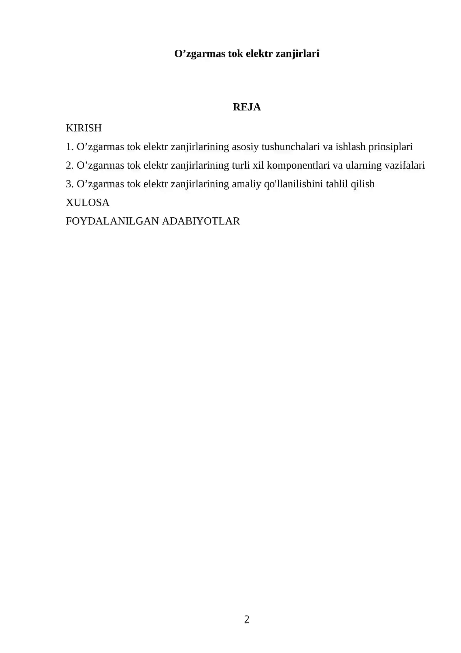 O’zgarmas tok elektr zanjirlari 2