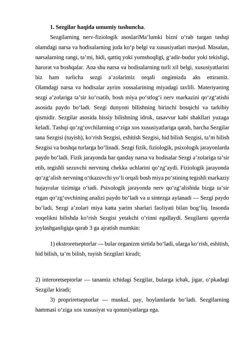 Sezgilarning nerv-fiziologik asoslari 2