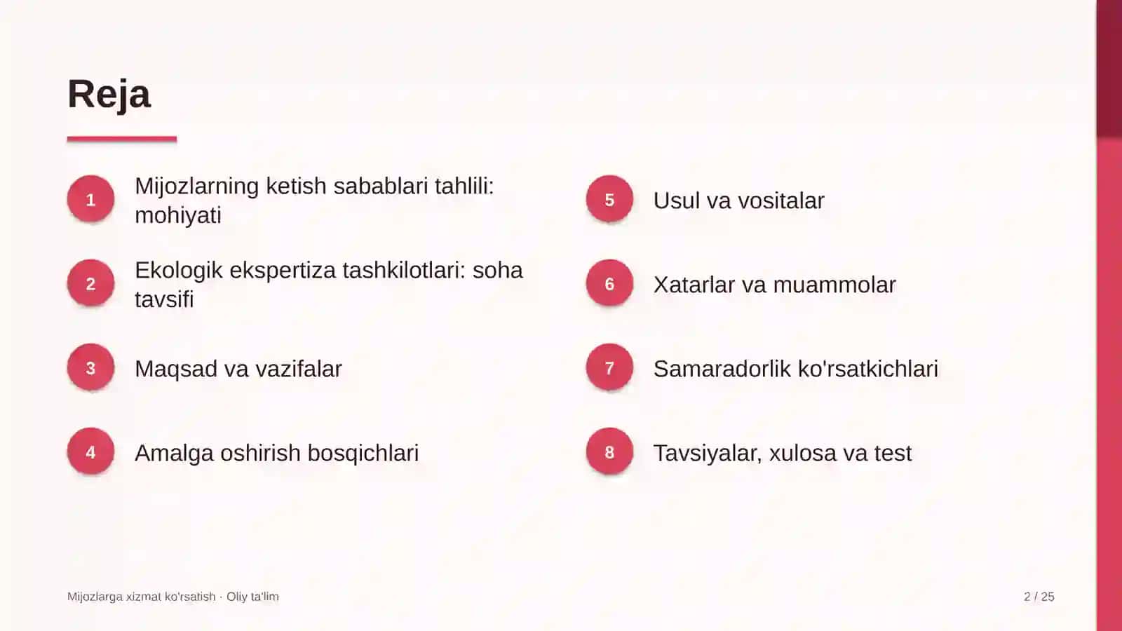 Ekologik ekspertiza tashkilotlarida mijozlarning ketish sabablarini tahlil qilish 2