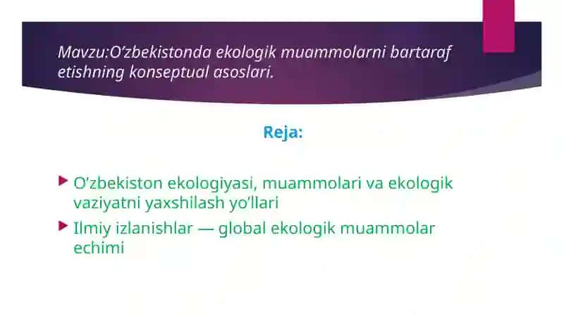 O’zbekistonda ekologik muammolarni bartaraf etishning konseptual asoslari 2
