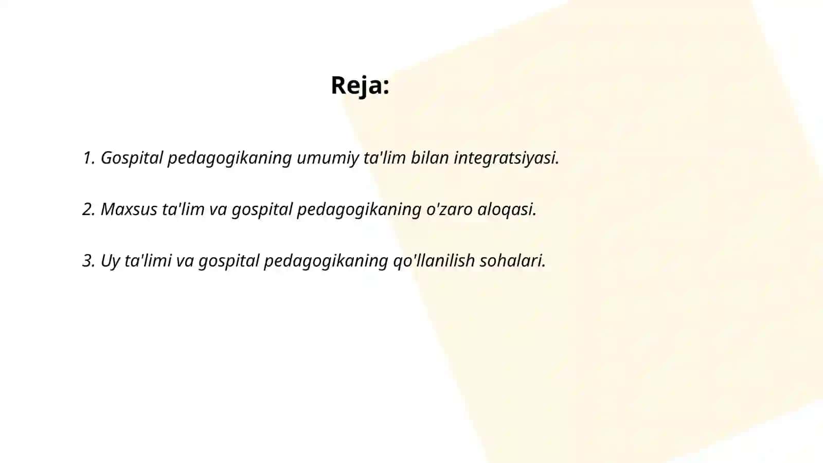 Gospital pedagogika fanining maxsus pedagogika boshqa yonalishlari bilan bog'iqligi 2