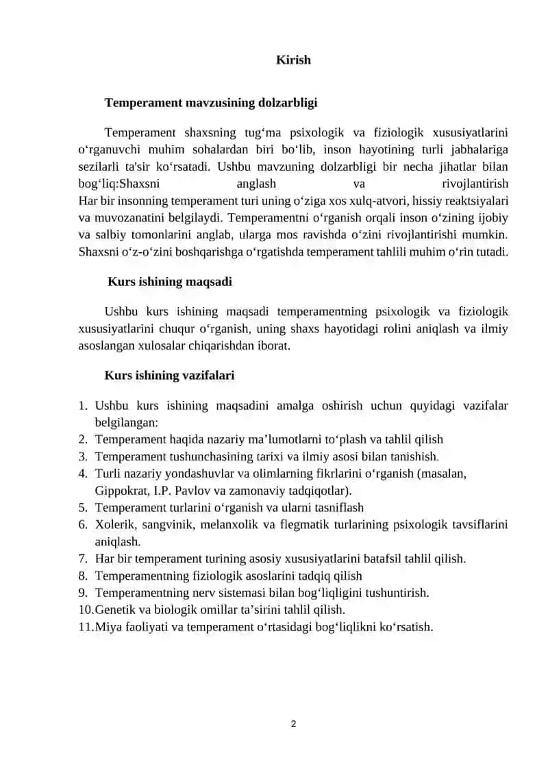 Temperament: uning psixologik tavsifi va fiziologik asoslari 2