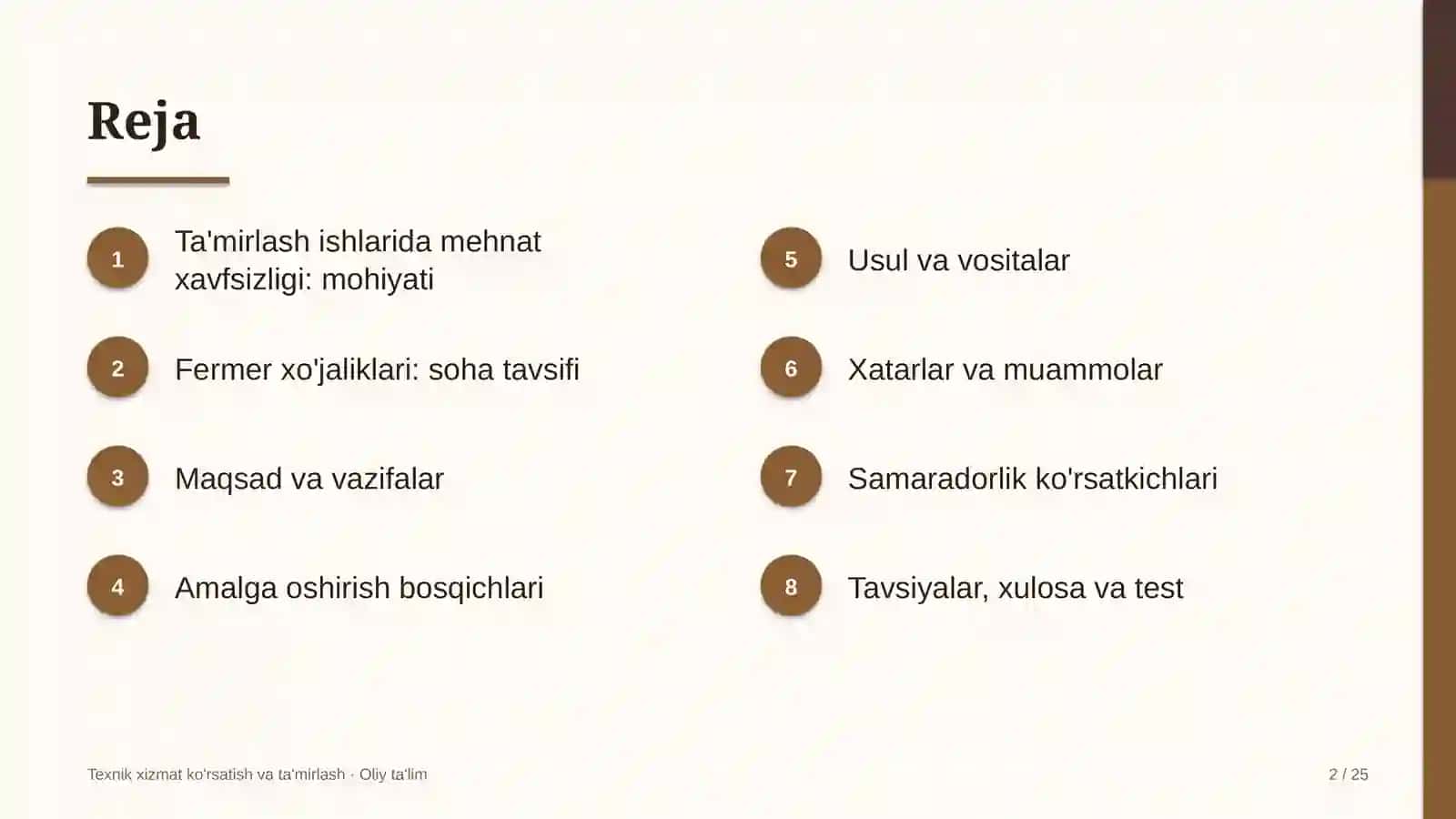 Fermer xo'jaliklarida ta'mirlash ishlarida mehnat xavfsizligini ta'minlash 2