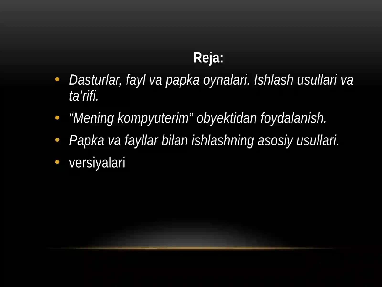 Windows operatsion tizimi xaqida tushunchalar va uning versiyalari 2