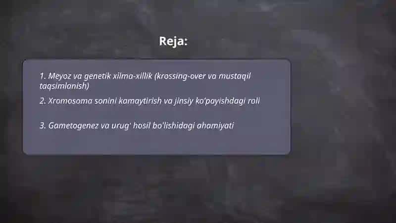 Meyozning biologik ahamiyati 2