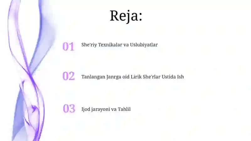 Lorik janrga xos sheriy mantlar ustida ishlash 2