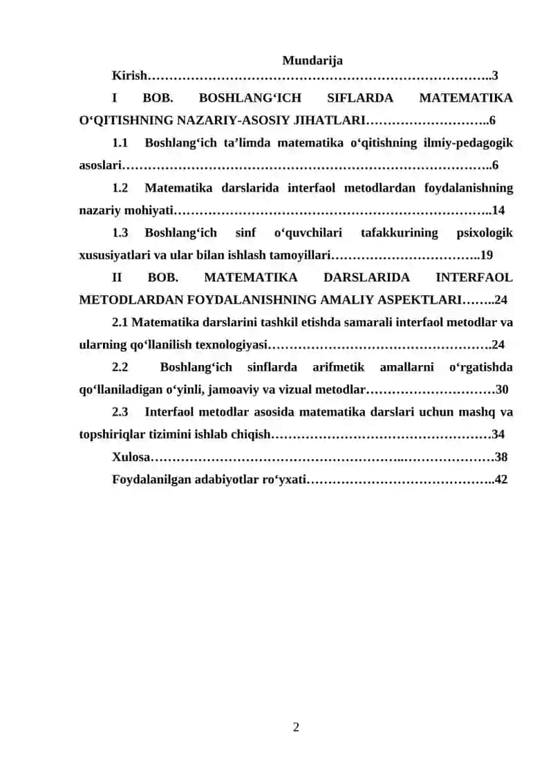 Boshlang‘ich sinflarda matematika o‘qitishni tashkil qilishda interfaol metodlardan foydalanish 2