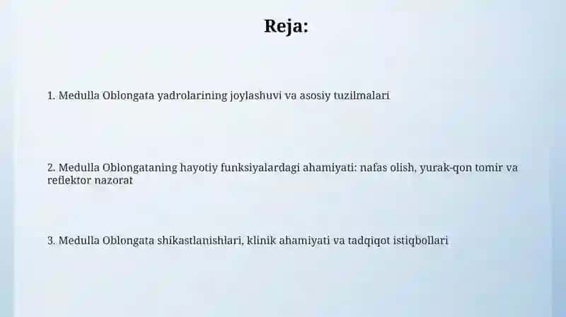 Orqa miya oʻzaklari joylashuvi va ahamiyati 2