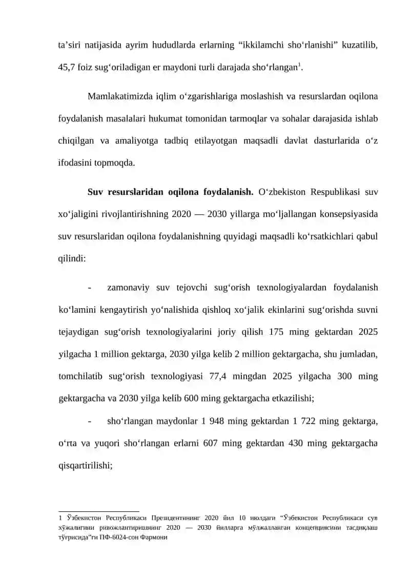 IQLIM O‘ZGARISHLARI OQIBATLARIGA MOSLASHISH VA TABIIY RESURSLARDAN OQILONA FOYDALANISH YO‘LLARI 2
