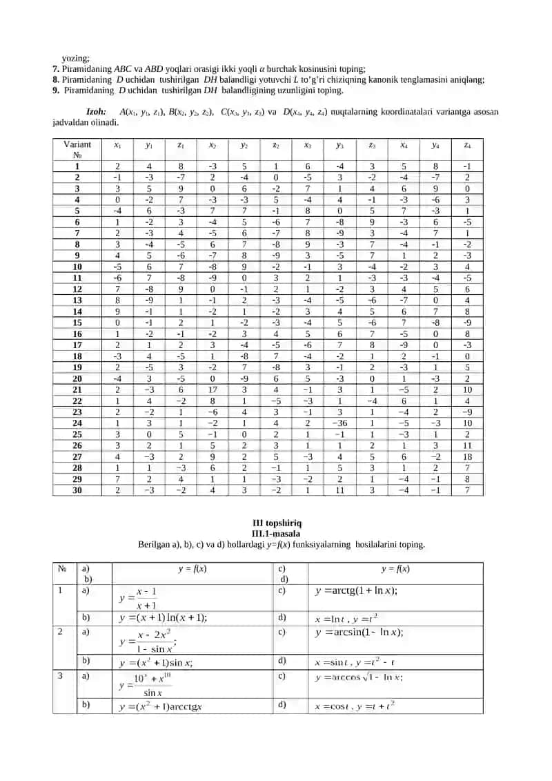 chiziqli tеnglamalar sistеmasini Kramеr, Gauss hamda matritsalar usulida yеchish 2