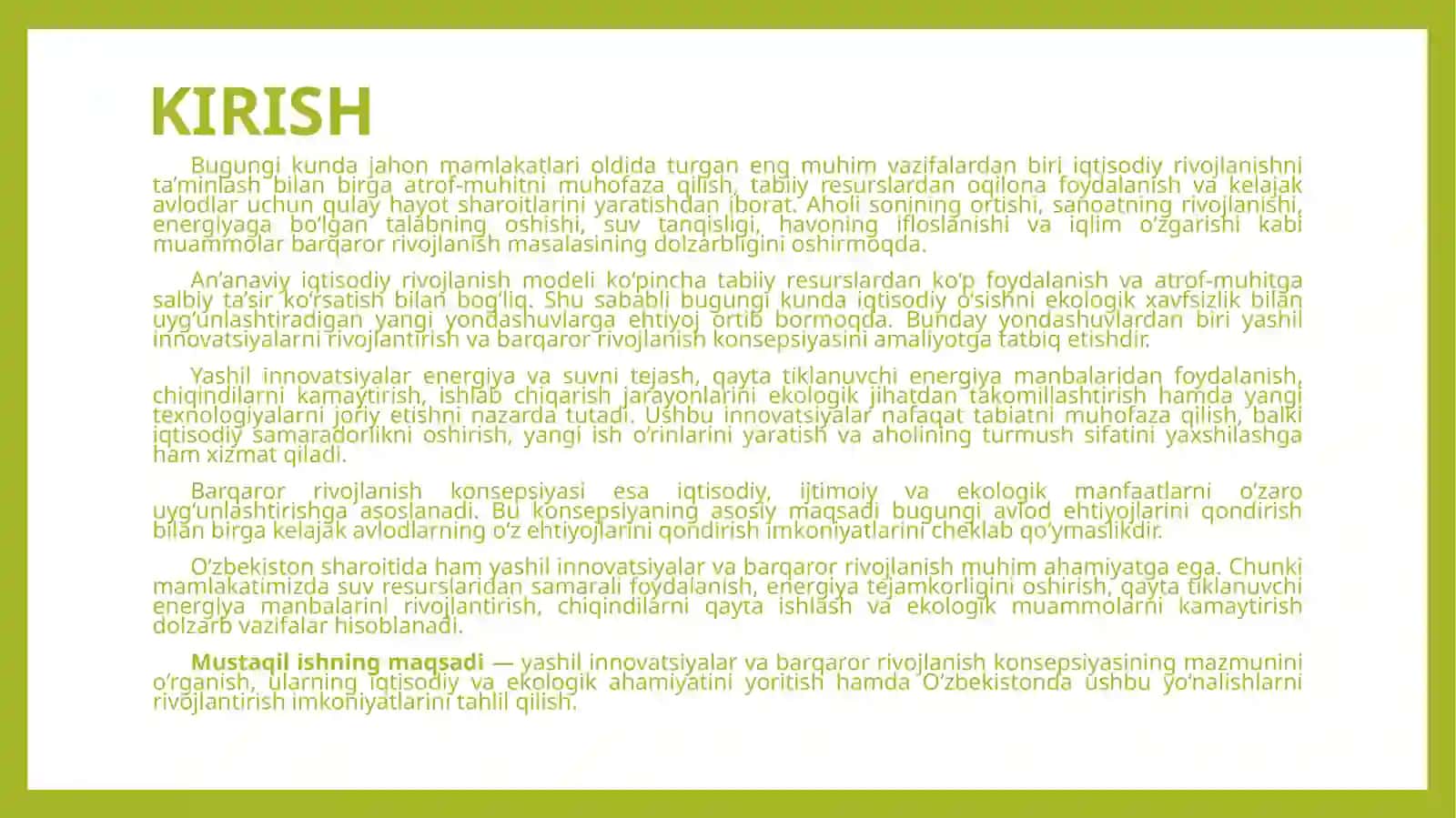 YASHIL INNOVATSIYALAR VA BARQAROR RIVOJLANISH KONSEPSIYASI 2