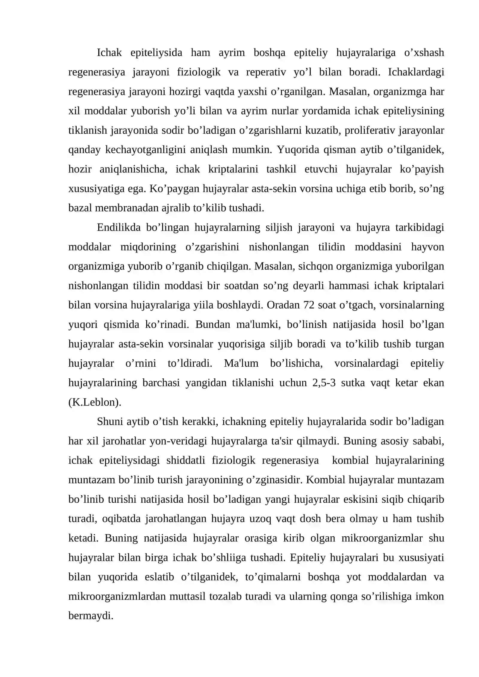 Epiteliy to’qimasining rivojlanishi va regenerasiyasi 2