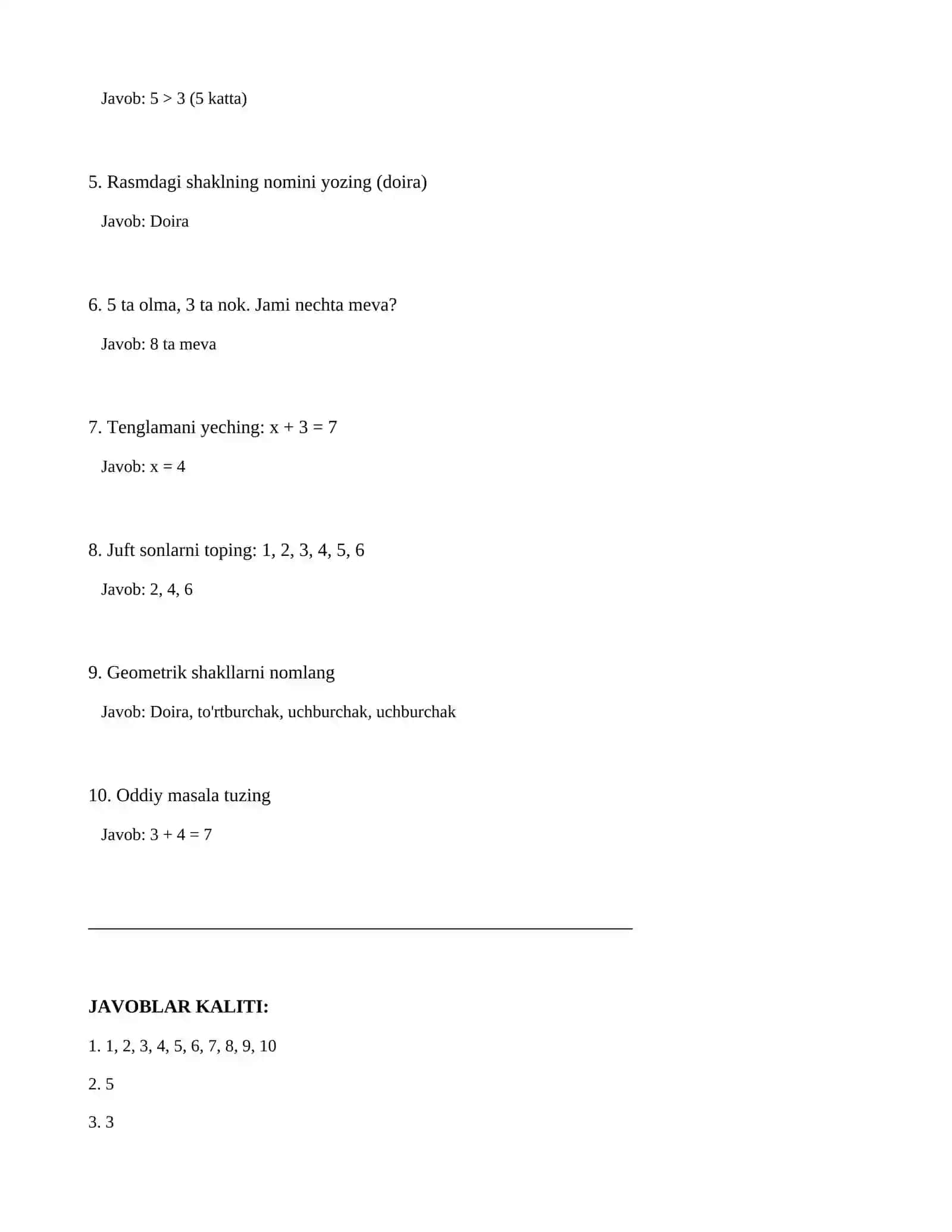 Matematika Fanidan Nazorat Ishi Variant A 2