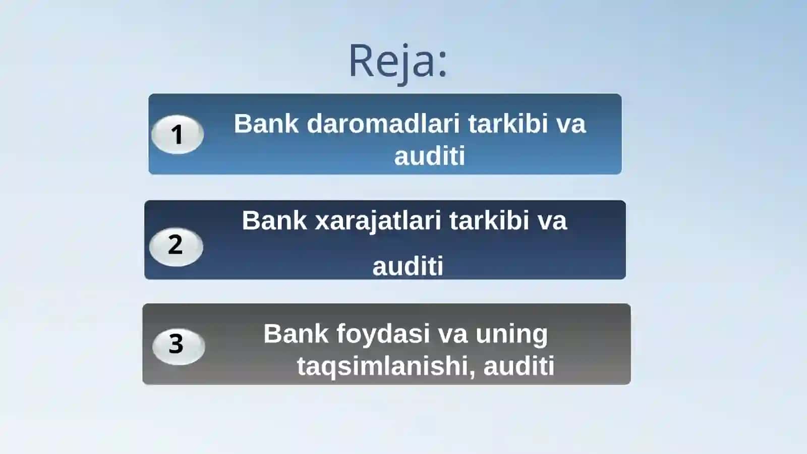 TIJORAT BANKLARI DAROMADLARi,  XARAJATLARI VA FOYDASI AUDITI 2
