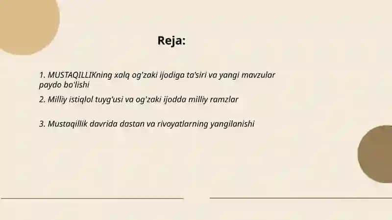 MUSTAQILLIK va xalq og'zaki ijodining o‘ziga xos belgilari 2